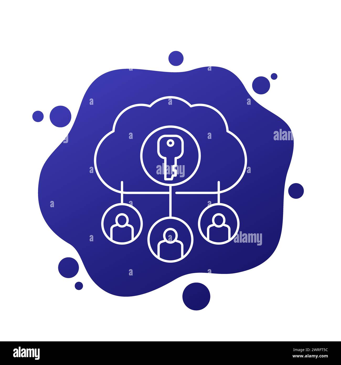 Encryption of personal data line icon with a cloud Stock Vector
