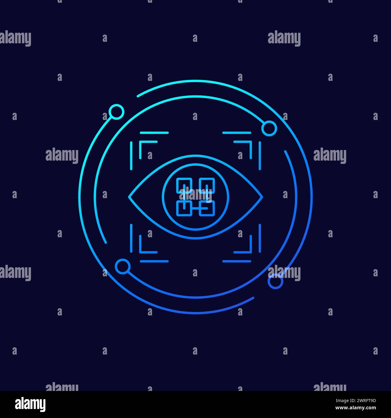 pattern recognition icon with an eye, line design Stock Vector