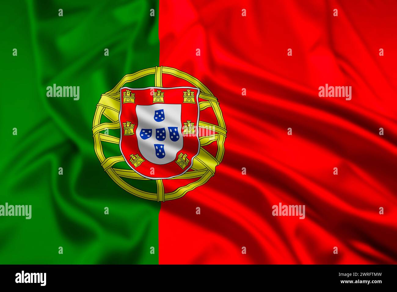 The Flag of The Portuguese Republic, an EU member,   with a Ripple Effect Stock Photo