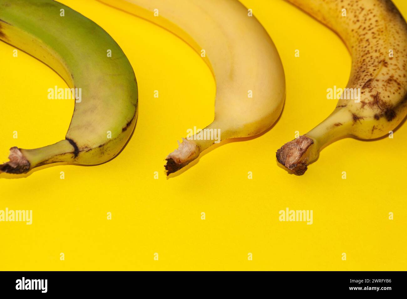Set of banana fruits in different ripening stages isolated on white background. Food concept. File contains clipping paths. High quality photo Stock Photo