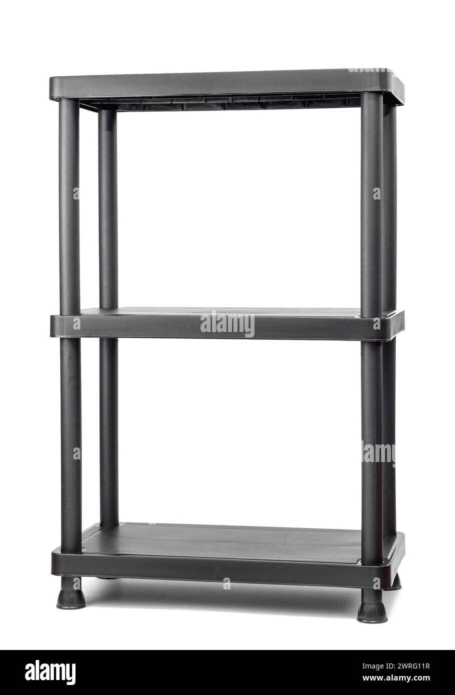 Three tier resin shelving unit on white Stock Photo Alamy