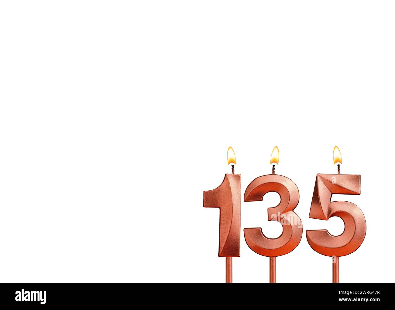 Birthday candle number 135 on white background Stock Photo - Alamy