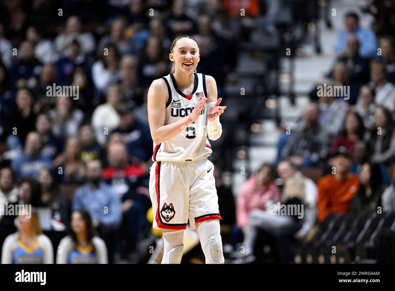 UConn guard Paige Bueckers (5) during the first half of an NCAA college