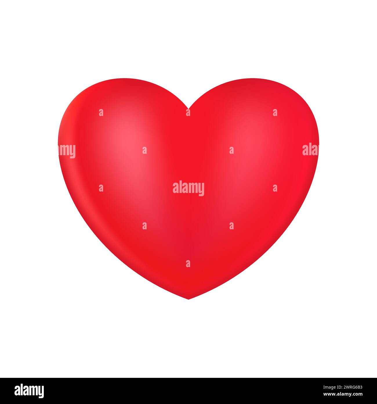Red realistic heart icon on white background. 3d vector illustration ...