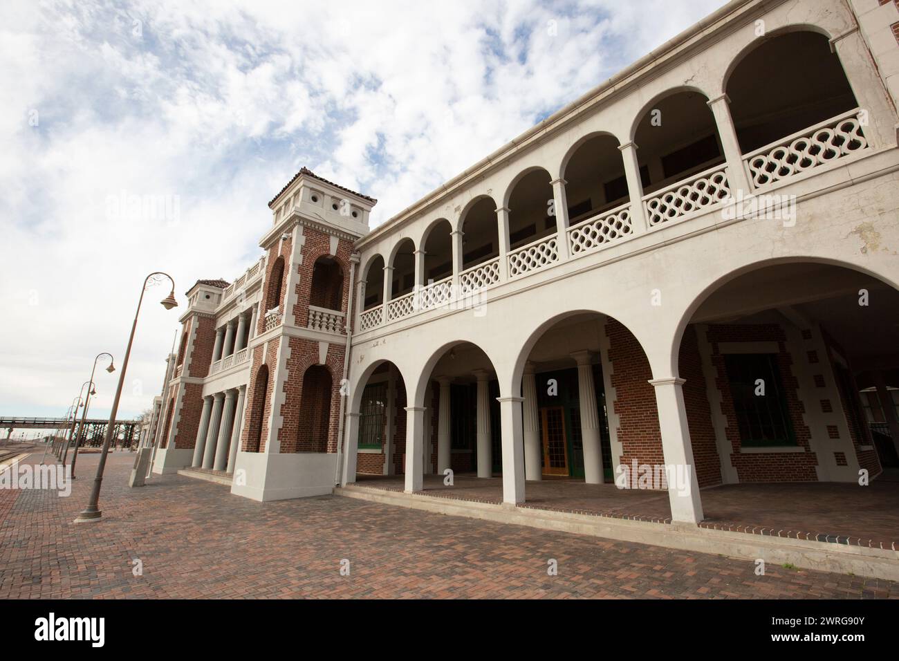 Daytime view of the historic 1908 downtown train depot of Barstow, California, USA. Stock Photo