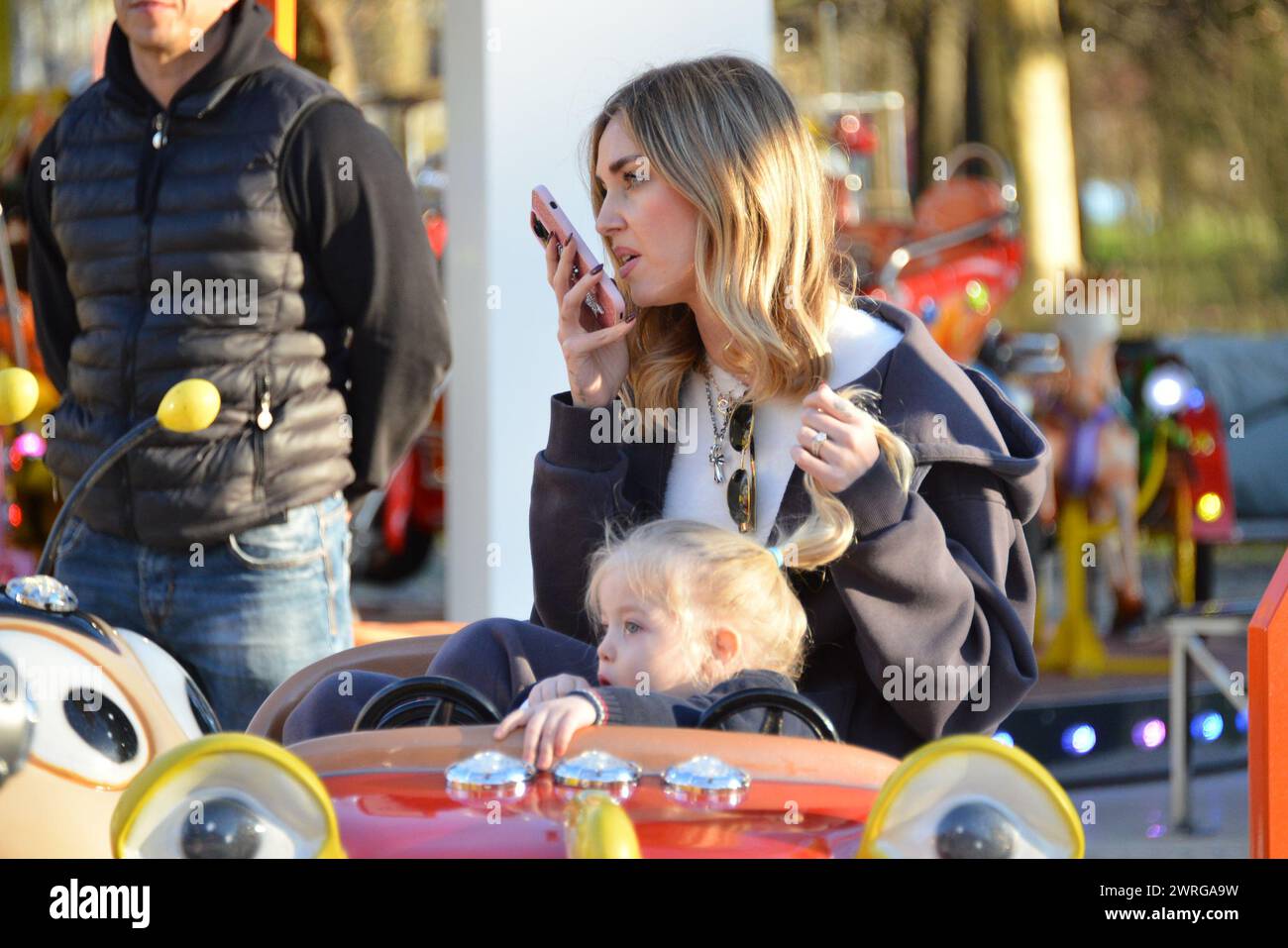 Milan, . 12th Mar, 2024. Claudio Mangiarotti rights copyright Milan - Chiara Ferragni's single life after returning from the United States, she spends the afternoon in the gardens of Parco Sempione with her children Leone and Vittoria, her mother Marina di Guardo. The opportunity to also celebrate the birthday of sister Francesca Ferragni and son Riccardo. Note the sculpted abs of Chiara Ferragni Ph Claudio Mangiarotti Credit: Independent Photo Agency/Alamy Live News Stock Photo