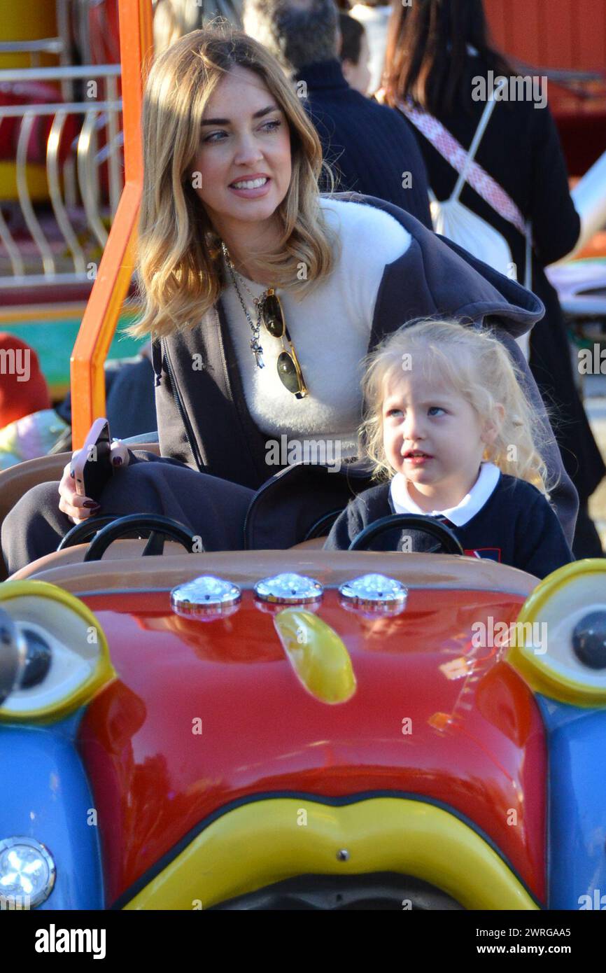 Milan, . 12th Mar, 2024. Claudio Mangiarotti rights copyright Milan - Chiara Ferragni's single life after returning from the United States, she spends the afternoon in the gardens of Parco Sempione with her children Leone and Vittoria, her mother Marina di Guardo. The opportunity to also celebrate the birthday of sister Francesca Ferragni and son Riccardo. Note the sculpted abs of Chiara Ferragni Ph Claudio Mangiarotti Credit: Independent Photo Agency/Alamy Live News Stock Photo