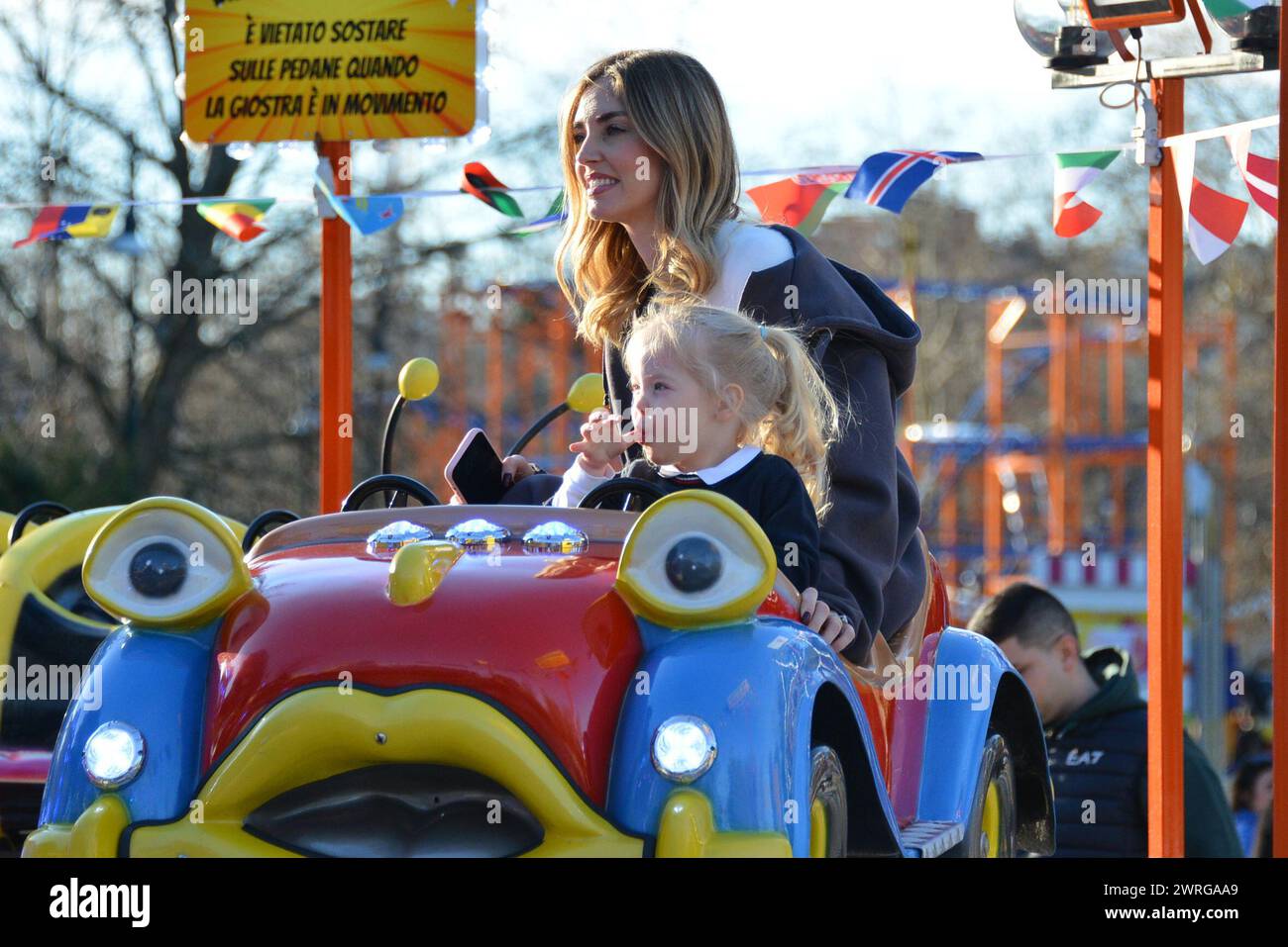 Milan, . 12th Mar, 2024. Claudio Mangiarotti rights copyright Milan - Chiara Ferragni's single life after returning from the United States, she spends the afternoon in the gardens of Parco Sempione with her children Leone and Vittoria, her mother Marina di Guardo. The opportunity to also celebrate the birthday of sister Francesca Ferragni and son Riccardo. Note the sculpted abs of Chiara Ferragni Ph Claudio Mangiarotti Credit: Independent Photo Agency/Alamy Live News Stock Photo