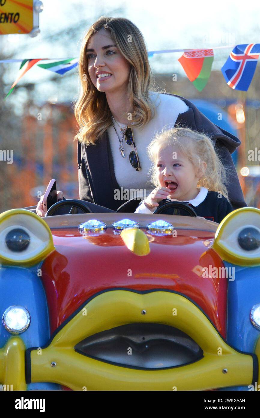 Milan, . 12th Mar, 2024. Claudio Mangiarotti rights copyright Milan - Chiara Ferragni's single life after returning from the United States, she spends the afternoon in the gardens of Parco Sempione with her children Leone and Vittoria, her mother Marina di Guardo. The opportunity to also celebrate the birthday of sister Francesca Ferragni and son Riccardo. Note the sculpted abs of Chiara Ferragni Ph Claudio Mangiarotti Credit: Independent Photo Agency/Alamy Live News Stock Photo