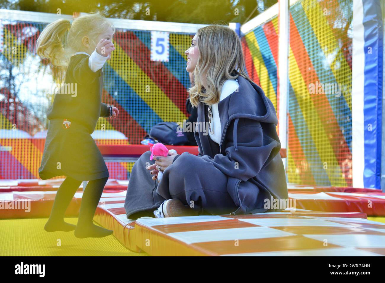 Milan, . 12th Mar, 2024. Claudio Mangiarotti rights copyright Milan - Chiara Ferragni's single life after returning from the United States, she spends the afternoon in the gardens of Parco Sempione with her children Leone and Vittoria, her mother Marina di Guardo. The opportunity to also celebrate the birthday of sister Francesca Ferragni and son Riccardo. Note the sculpted abs of Chiara Ferragni Ph Claudio Mangiarotti Credit: Independent Photo Agency/Alamy Live News Stock Photo