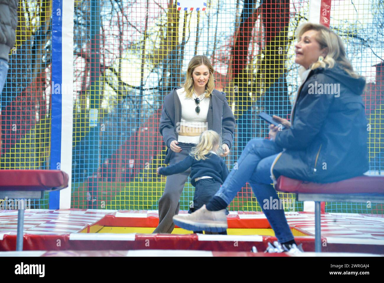 Milan, . 12th Mar, 2024. Claudio Mangiarotti rights copyright Milan - Chiara Ferragni's single life after returning from the United States, she spends the afternoon in the gardens of Parco Sempione with her children Leone and Vittoria, her mother Marina di Guardo. The opportunity to also celebrate the birthday of sister Francesca Ferragni and son Riccardo. Note the sculpted abs of Chiara Ferragni Ph Claudio Mangiarotti Credit: Independent Photo Agency/Alamy Live News Stock Photo