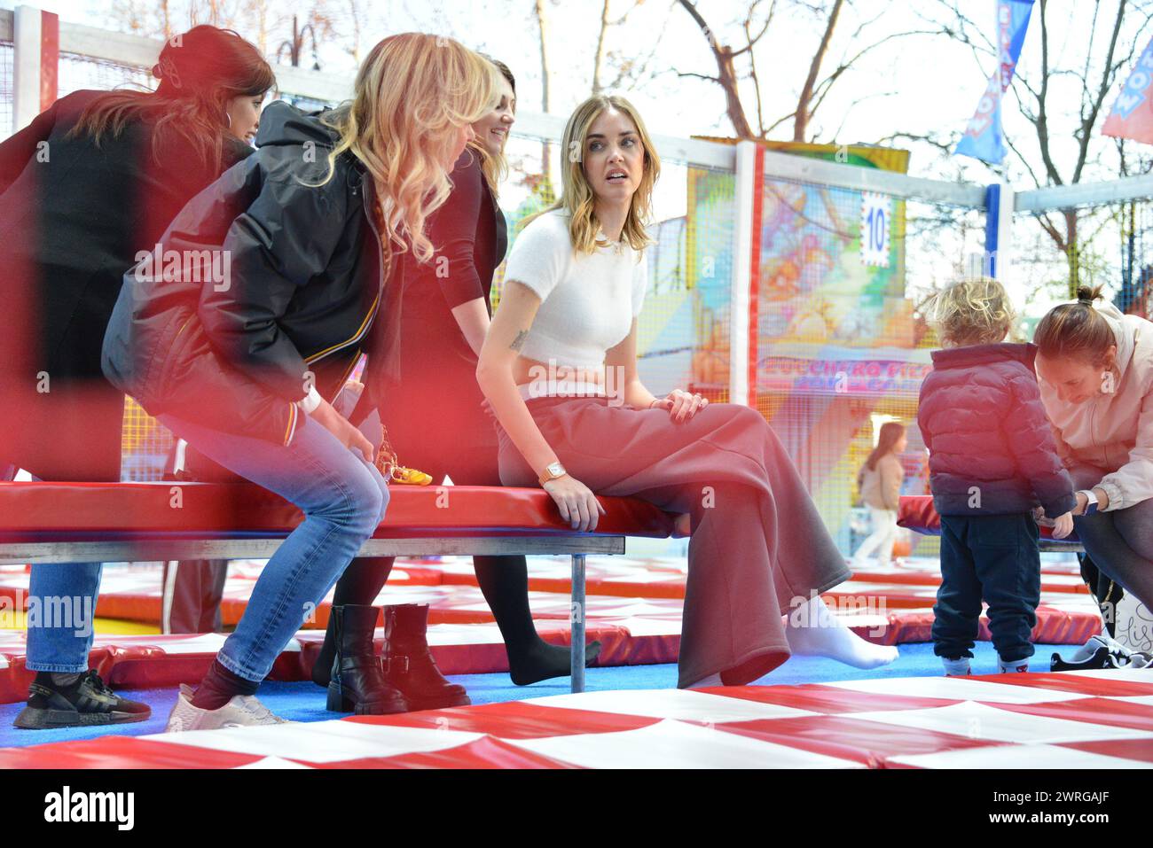 Milan, . 12th Mar, 2024. Claudio Mangiarotti rights copyright Milan - Chiara Ferragni's single life after returning from the United States, she spends the afternoon in the gardens of Parco Sempione with her children Leone and Vittoria, her mother Marina di Guardo. The opportunity to also celebrate the birthday of sister Francesca Ferragni and son Riccardo. Note the sculpted abs of Chiara Ferragni Ph Claudio Mangiarotti Credit: Independent Photo Agency/Alamy Live News Stock Photo