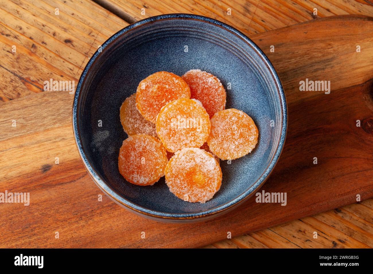 Salt-cured egg yolks are a concentrated burst of flavor and texture, made by curing egg yolks in salt.The cured yolks offer a delightful textural cont Stock Photo