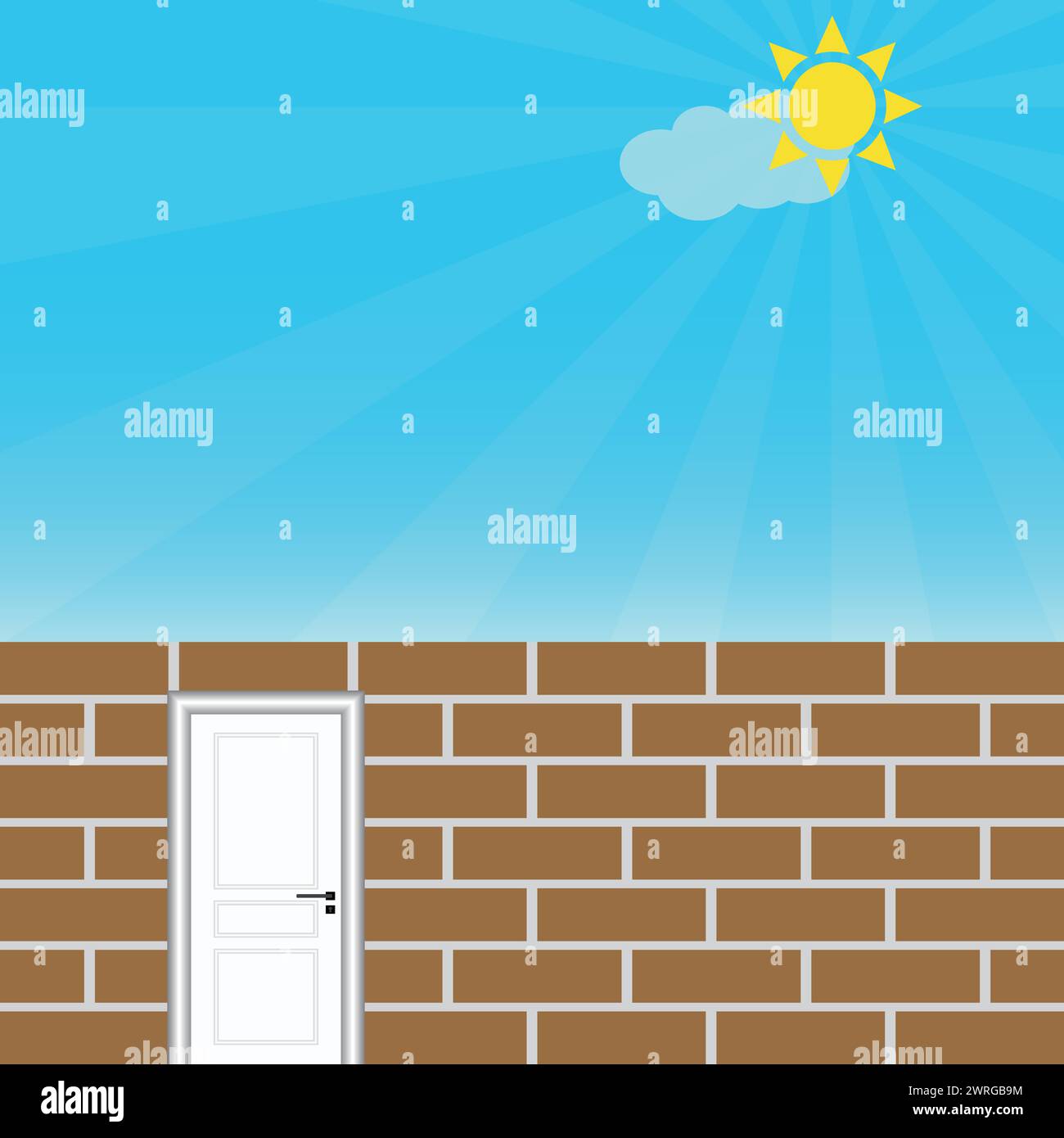 Brick wall with door and ladder Stock Vector Image & Art - Alamy