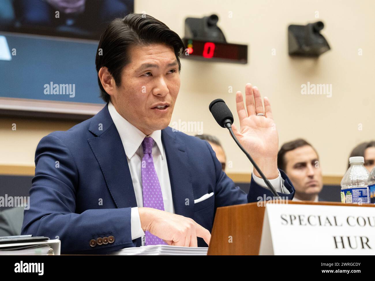 Washington, United States Of America. 12th Mar, 2024. Robert K Hur, Special Counsel, testifies before the United States House Committee on the Judiciary concerning his report “Report of the Special Counsel on the Investigation Into Unauthorized Removal, Retention, and Disclosure of Classified Documents Discovered at Locations Including the Penn Biden Center and the Delaware Private Residence of President Joseph R. Biden, Jr” in the Rayburn House Office Building on Capitol Hill in Washington, DC on Tuesday, March 12, 2024.Credit: Ron Sachs/CNP/Sipa USA Credit: Sipa USA/Alamy Live News Stock Photo