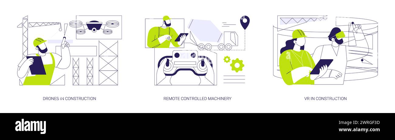 AI technology in construction abstract concept vector illustrations ...