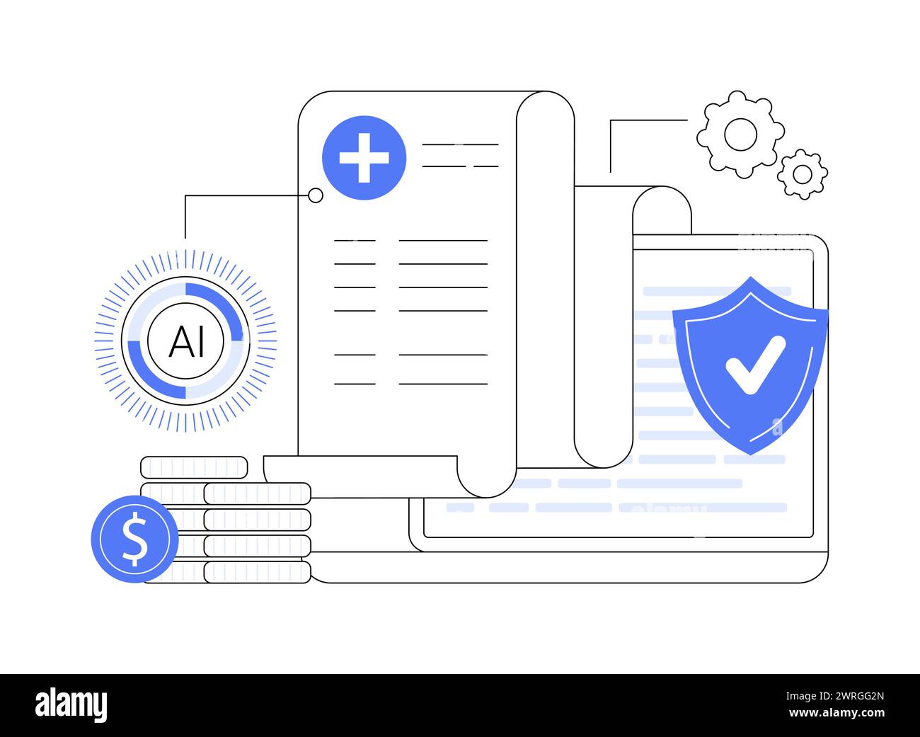 AI-Streamlined Medical Billing and Coding abstract concept vector illustration. Stock Vector