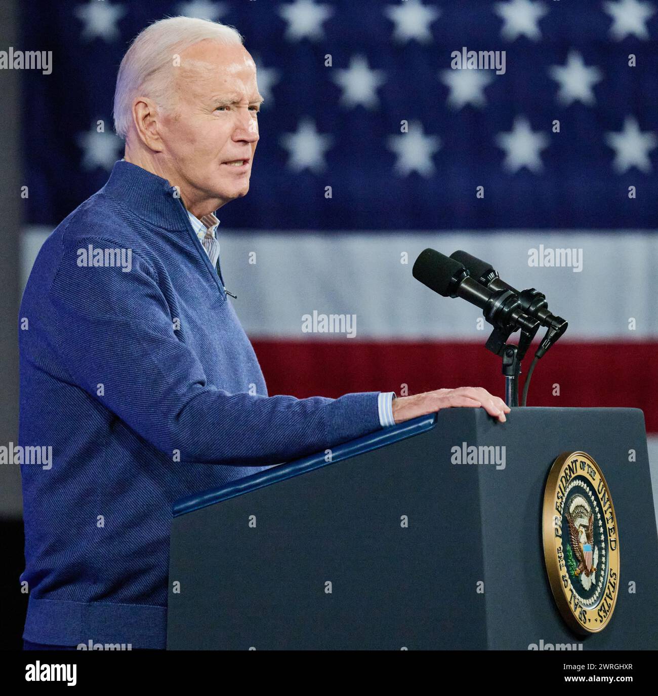 Wallingford, PA, USA MARCH 08, 2024 President Joe Biden delivers