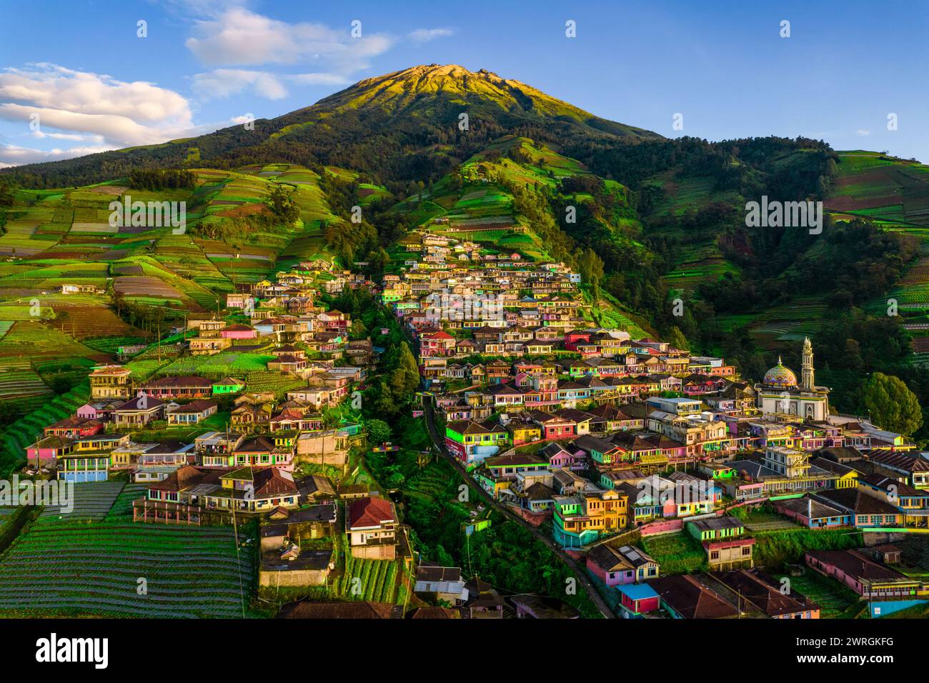 Butuh Village on mountain hillside, Magelang, Central Java, Indonesia Stock Photo