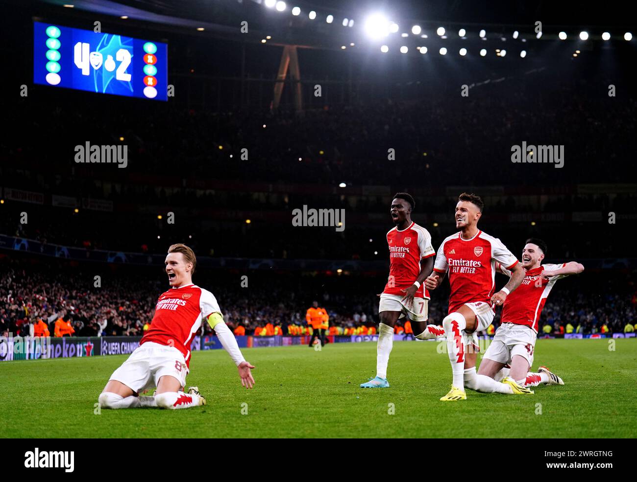 Arsenal's Martin Odegaard, Ben White, Bukayo Saka And Declan Rice ...