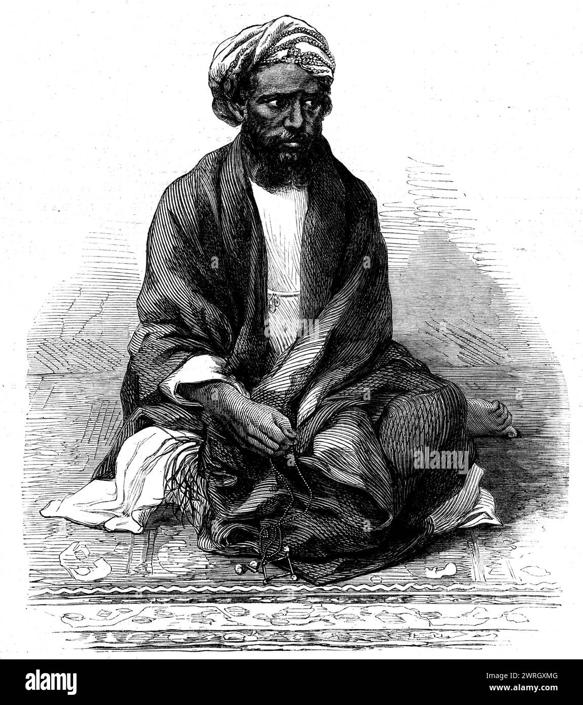 Indian rebel, Zahoor-ool-Hoosein, recently captured, 1862. Engraving from a photograph '...taken at Poona by Lieutenant-Colonel I. D. Stewart, of the Bombay [ie British Indian] army...of one of the leaders in the Indian mutiny of 1857...This rebel, who has so long evaded justice, has recently been captured in the Bombay Presidency, and is about to be forwarded to Oude for trial...The Police Commissioner N. D. in reporting this important capture justly notes it &quot;as a remarkable instance of the retribution which is slowly but surely overtaking all the principal criminals and leaders of the Stock Photo