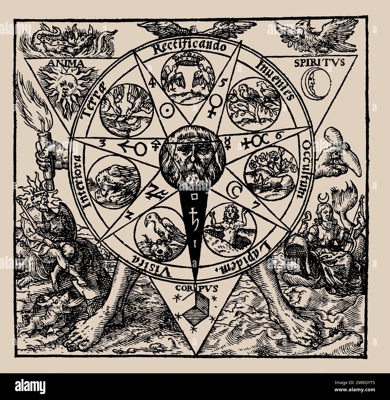 Azoth, Sive Aureliae Occultae Philosophorum... by Basilius Valentinus, 1613. Private Collection Stock Photo
