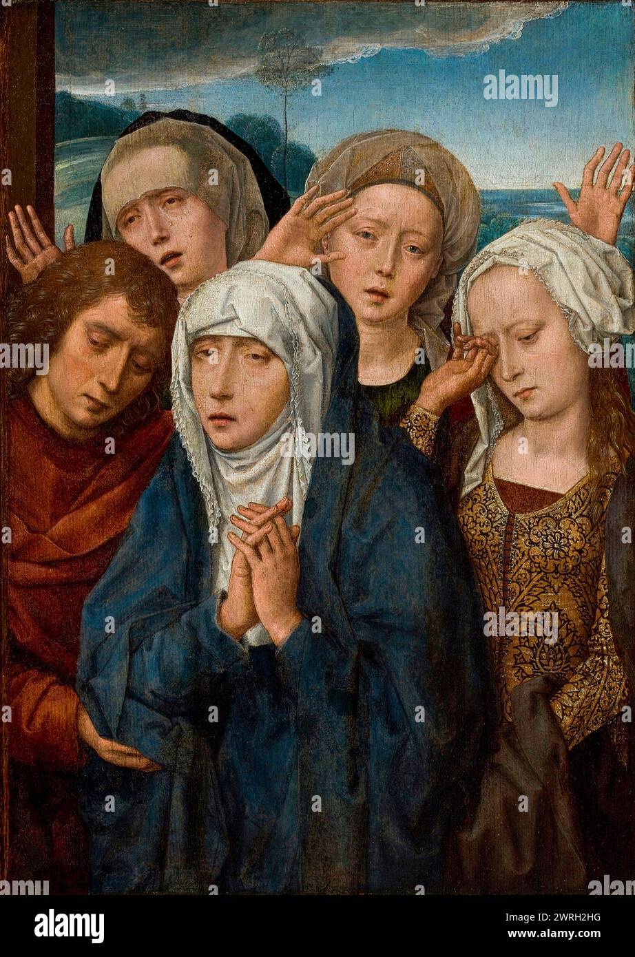 The Mourning Virgin with Saint John and the Pious Women from Galilee, 1485-1490. Found in the Collection of the Museu de Arte de S&#xe3;o Paulo. Stock Photo