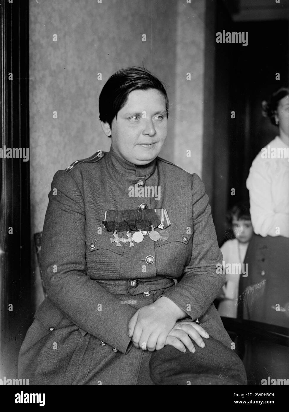 Com'd'r. Marie Bochkareva, 18 Feb 1918 (date created or published later). Maria Leontievna Bochkareva (1889-1920) a Russian woman who served in World War I and formed the Women's Battalion of Death. In 1918 she visited the United States including New York City. Stock Photo