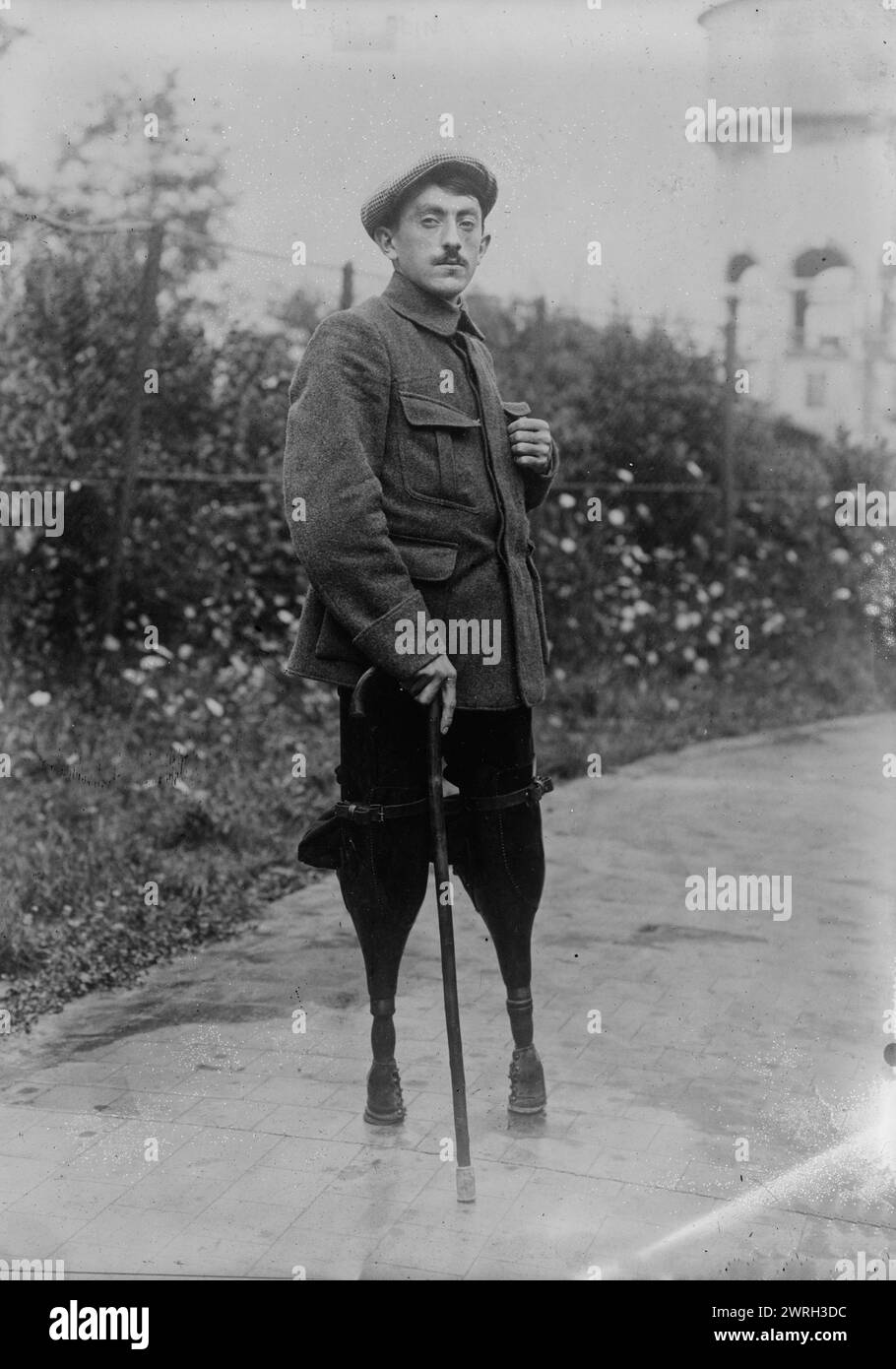 Louis Blin [Monitor, French Cripple School], 17 May 1918 (date created or published later). Louis Blin, a man with artificial legs who served as a monitor at French school for the disabled. Stock Photo