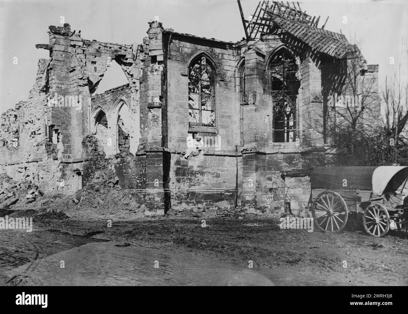 Church at Lassigny, between c1915 and c1920. The ruins of the church of ...