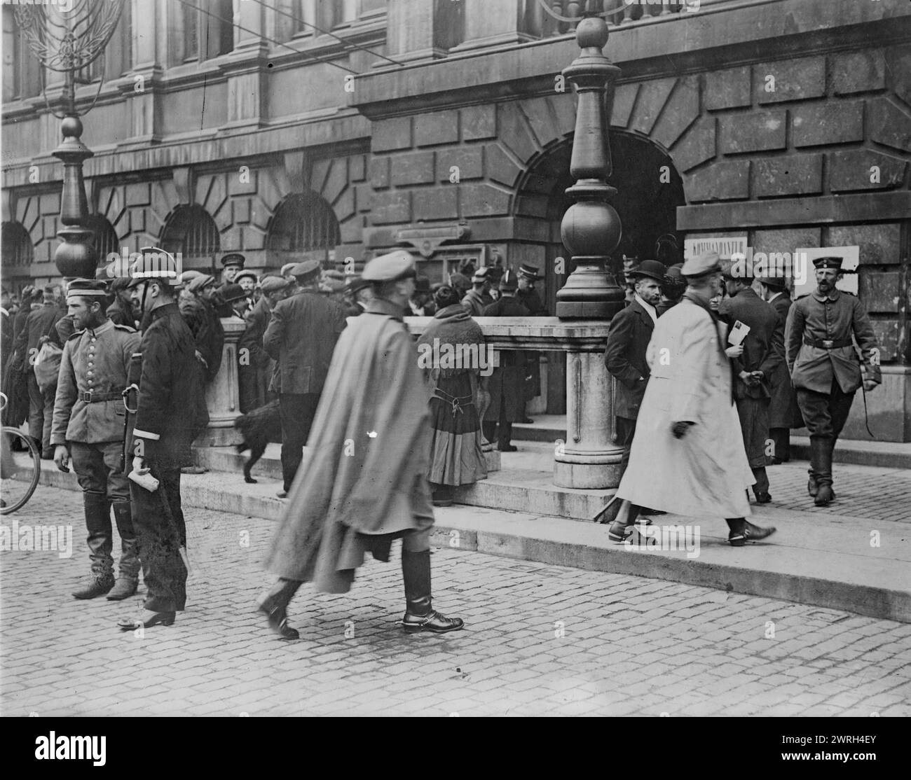 German Commandant's Hdqtrs., Antwerp, 1914. German headquarters in Antwerp City Hall, Antwerp, Belgium during World War I. Stock Photo