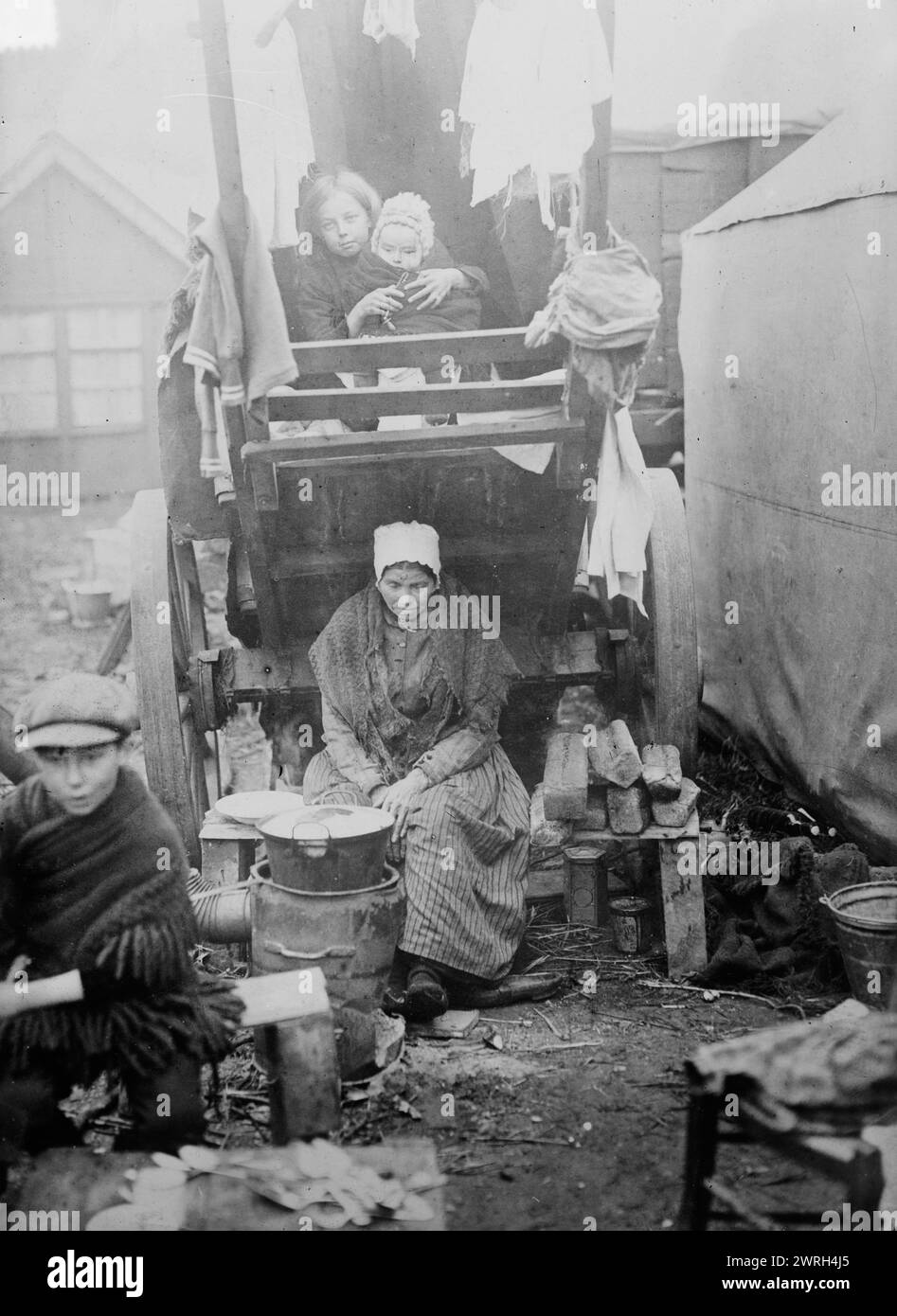 Belgian Refugees, at Bergen-op-zoom, between c1914 and c1915. Belgian refugees and the Bergen Op Zoom refugee camp in the Netherlands during World War I. Stock Photo