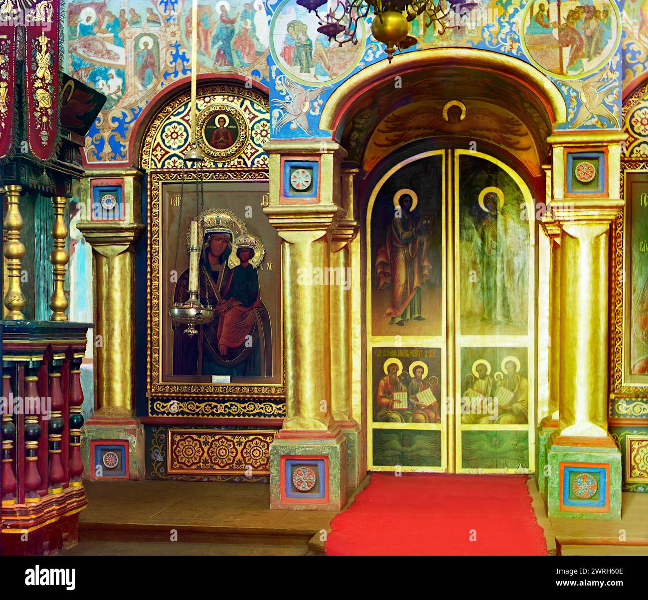 Iconostasis in the Church of John the Theologian, Rostov Velikii, 1911. Stock Photo