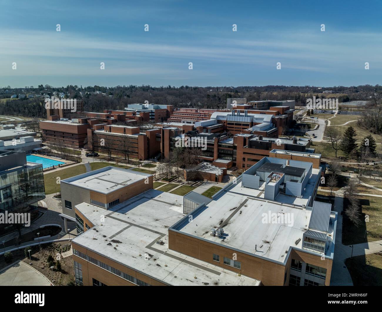 Aerial view of University of Maryland Baltimore County UMBC Catonsville ...