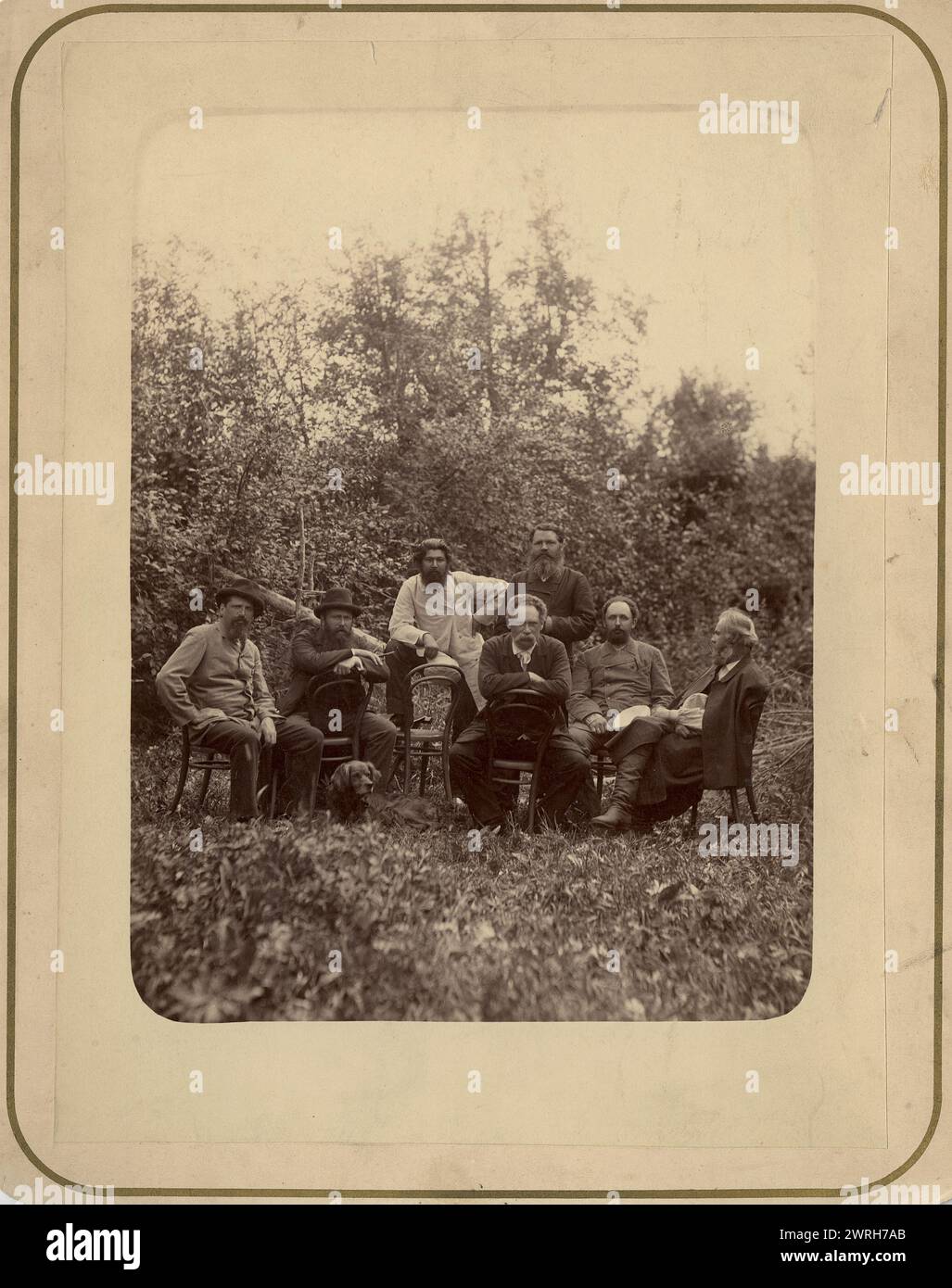A group of Krasnoyarsk residents hunting in the Minusinsk district, on the Yenisei River, 1888. This collection includes more than four hundred photographs of daily life in Yenisei Province in the late tsarist period. Photographs include peasants, Cossacks, and high-ranking officials. Stock Photo