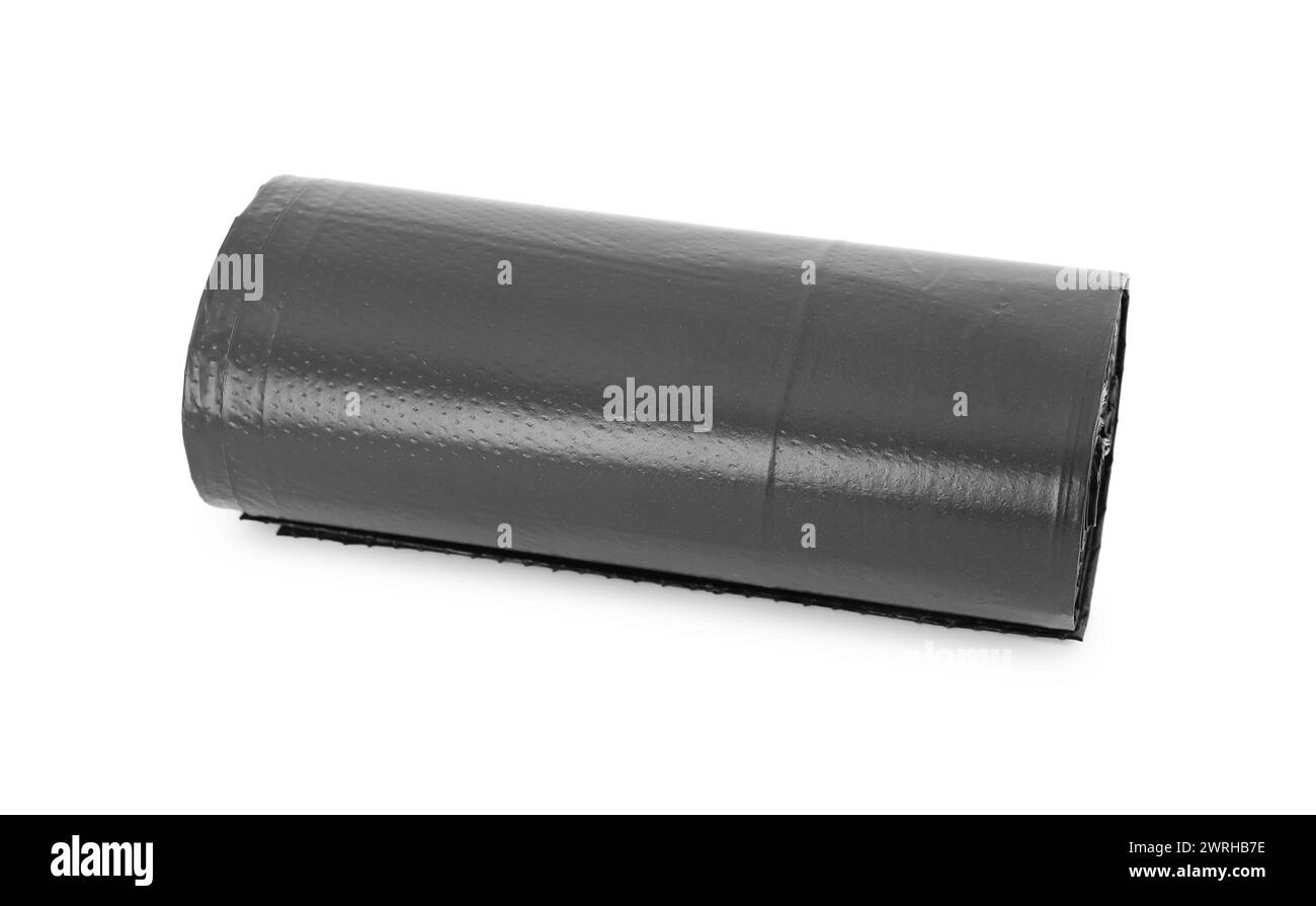 Roll of black garbage bags isolated on white Stock Photo - Alamy