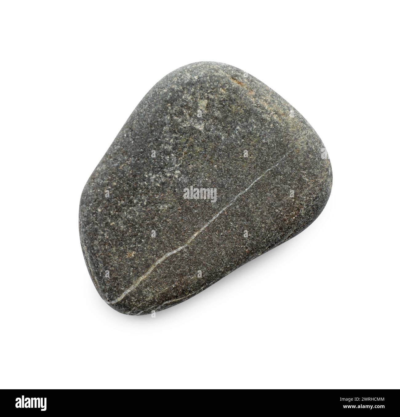 One dark grey stone isolated on white, top view Stock Photo