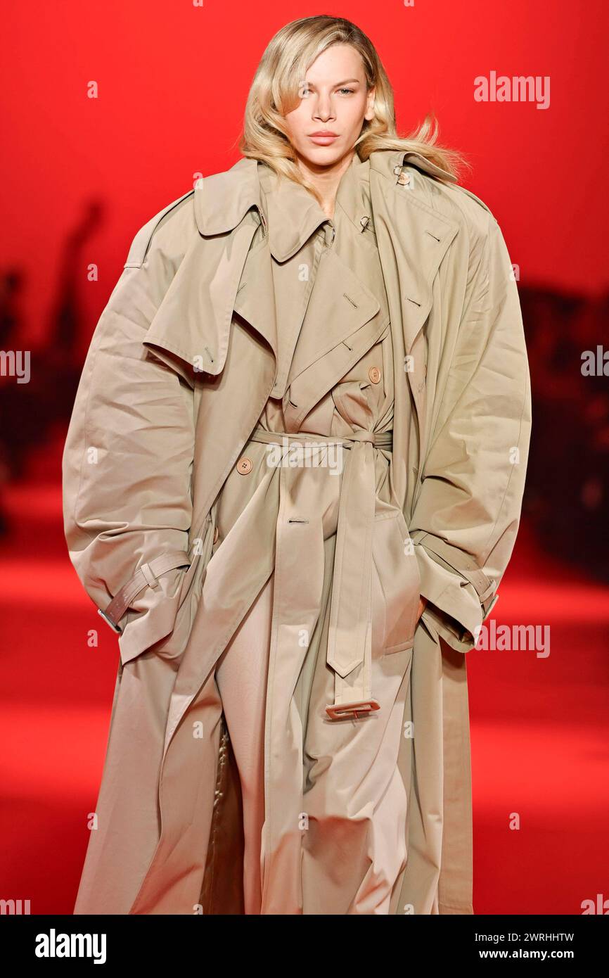 Paris France. 01st Mar 2024. A model walks on the runway at the Vetements fashion show during the Fall Winter 2024 Collections Fashion Show at Paris Fashion Week in Paris on March