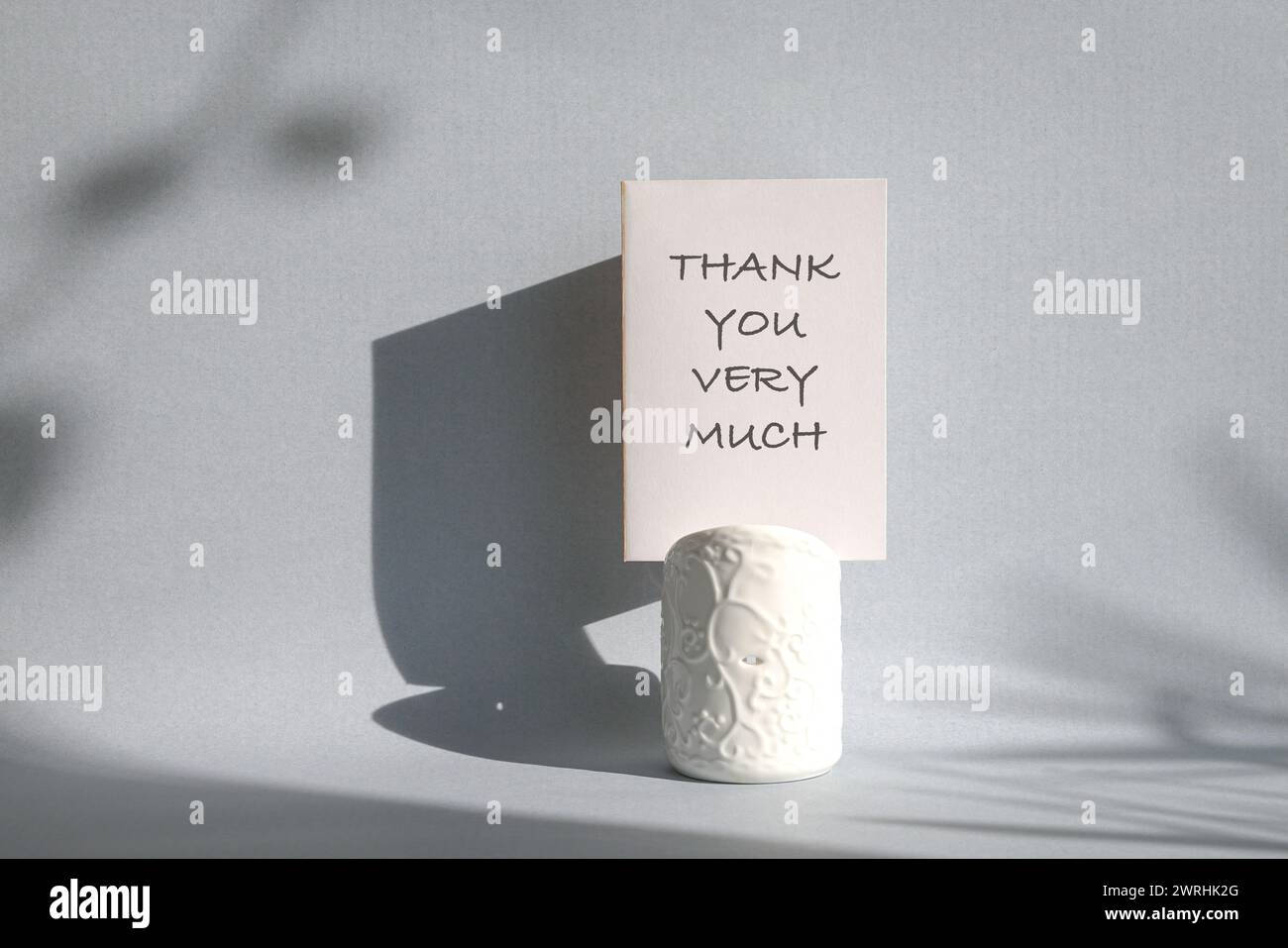 Thank you very much, words on a white card. Stock Photo
