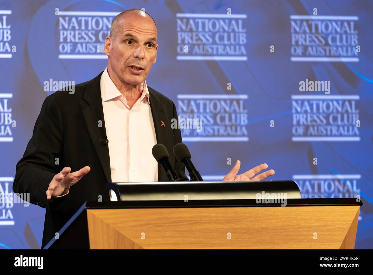 Canberra, Australia; 13th Mar 2024: Yanis Varoufakis, the outspoken economist, political leader, scholar, best-selling author and Greece’s former Finance Minister, speaks at the National Press Club of Australia. (Photo Credit: Nick Strange/Alamy Live News) Stock Photo