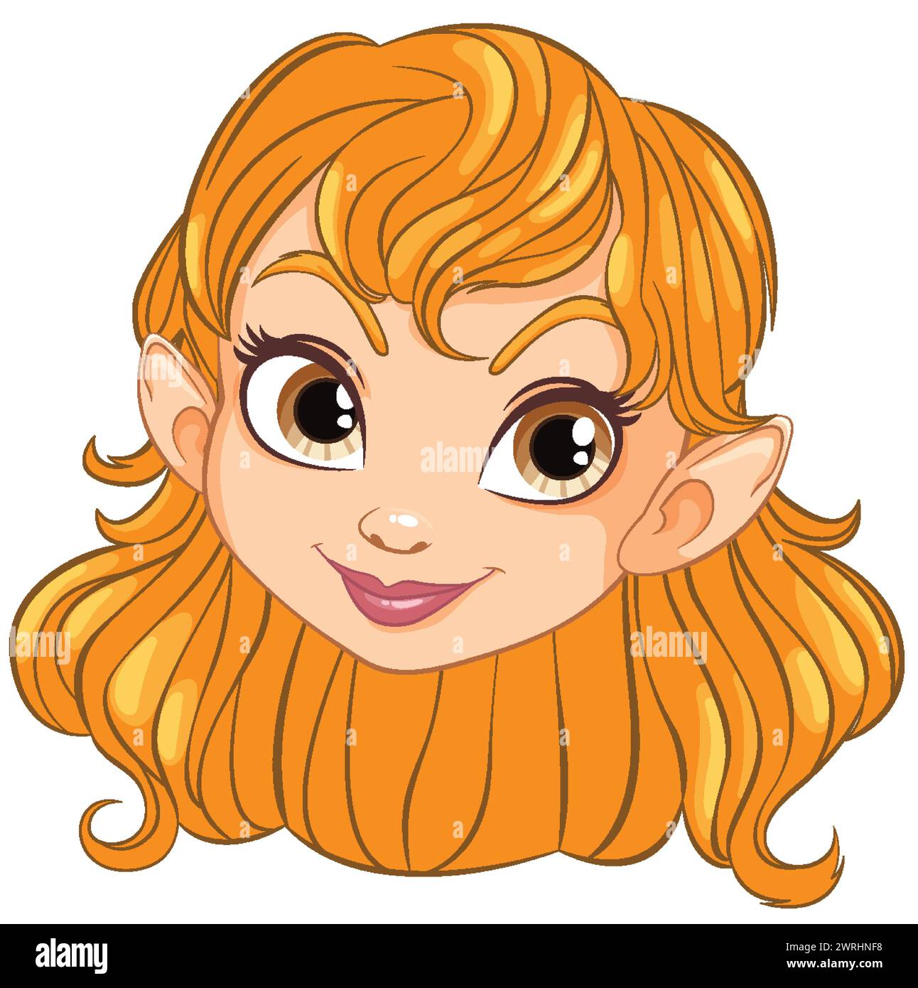 Vector illustration of a smiling female elf face Stock Vector Image ...