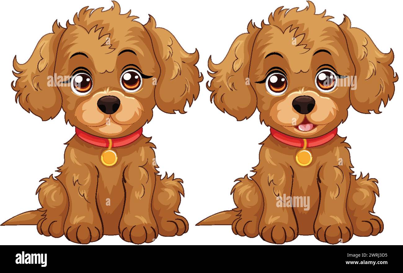 Two cute animated puppies with big eyes Stock Vector Image & Art - Alamy