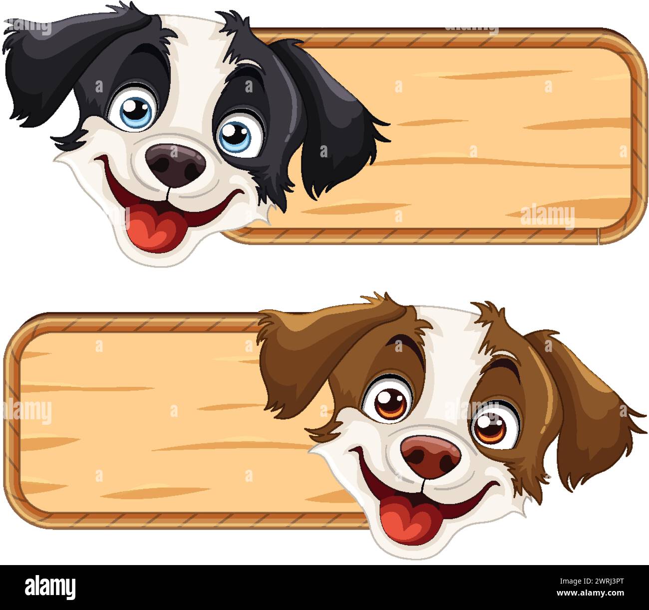 Two cheerful dogs with blank wooden signs Stock Vector Image & Art - Alamy