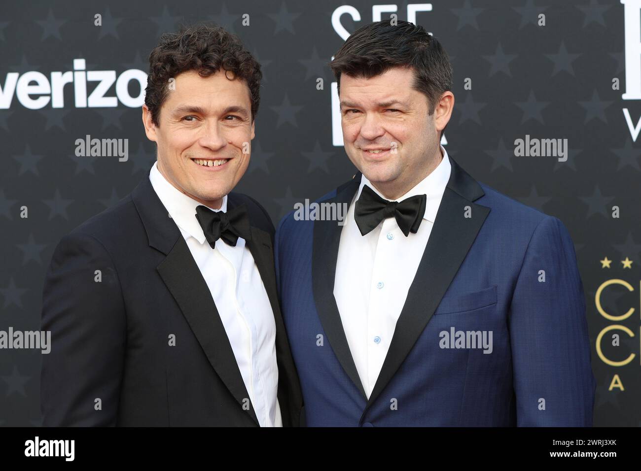 LOS ANGELES - JAN 14:  Phil Lord, Chris Miller at the 29th Annual Critics Choice Awards - Arrivals at the Barker Hanger on January 14, 2024 in Santa M Stock Photo