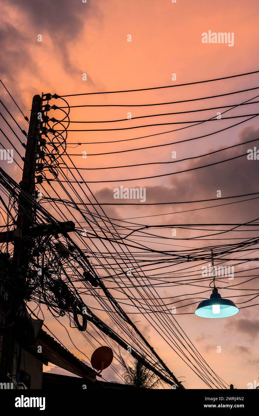 Cable, wiring, electricity, power supply, order, chaos, chaotic