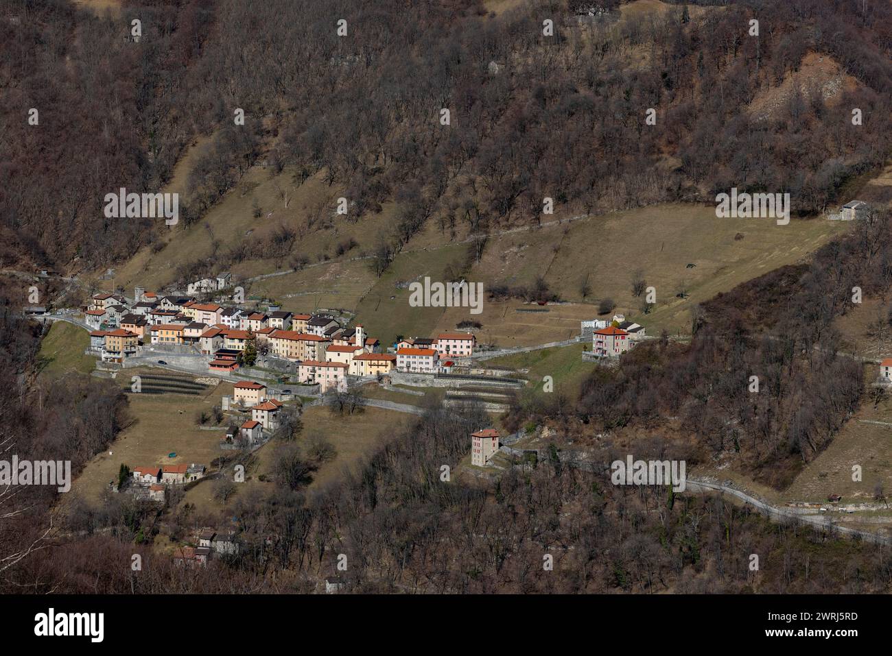Village view of Scudellate, Valle di Muggio, Tesssin, Switzerland Stock Photo