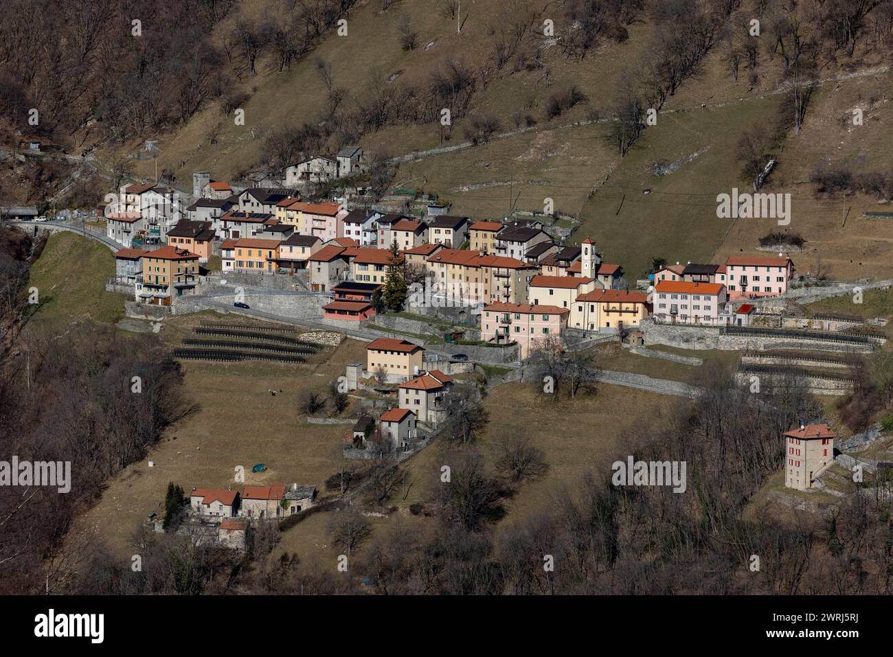 Village view of Scudellate, Valle di Muggio, Tesssin, Switzerland Stock Photo