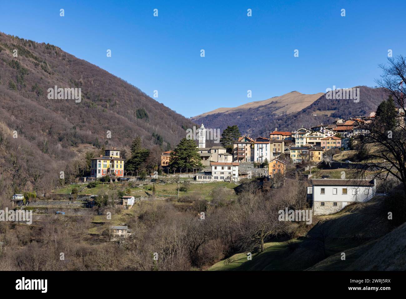 Village view of Bruzella, Valle di Muggio, Breggia, Ticino, Switzerland Stock Photo