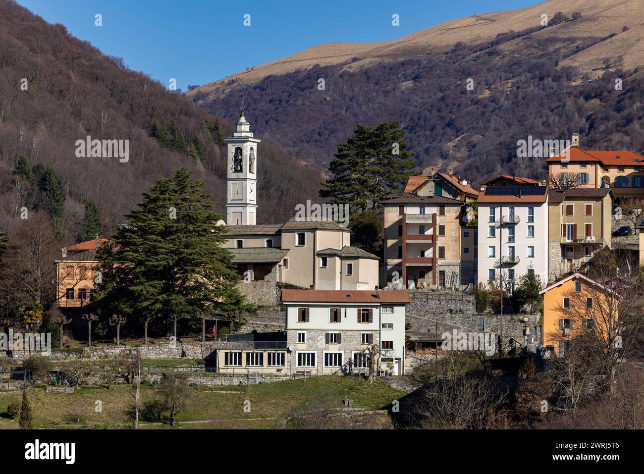 Village view of Bruzella, Valle di Muggio, Breggia, Ticino, Switzerland Stock Photo