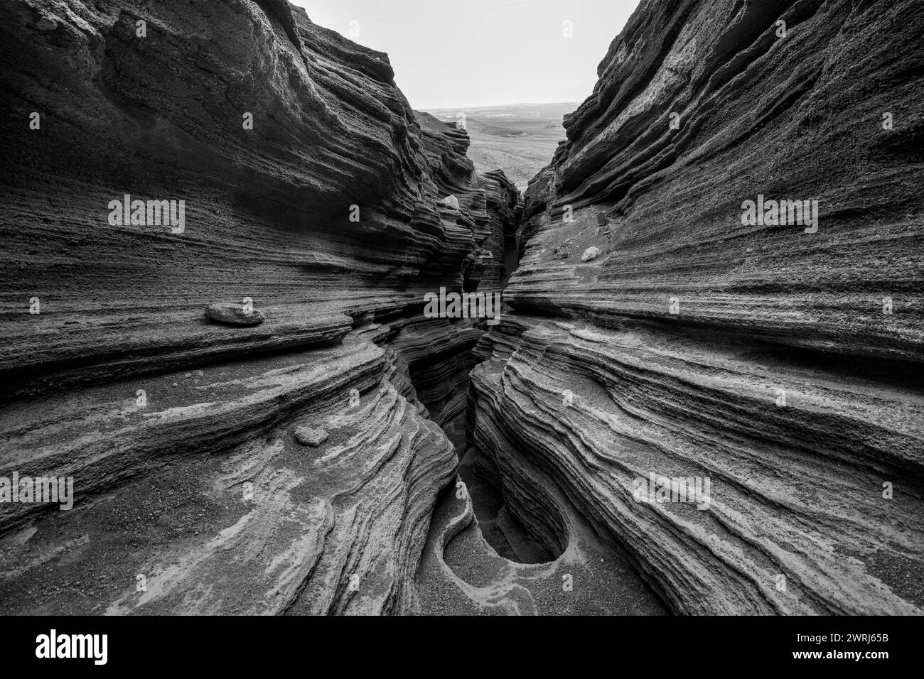 Las Grietas volcano columns, Lanzarote, Canary Islands, Spain Stock Photo